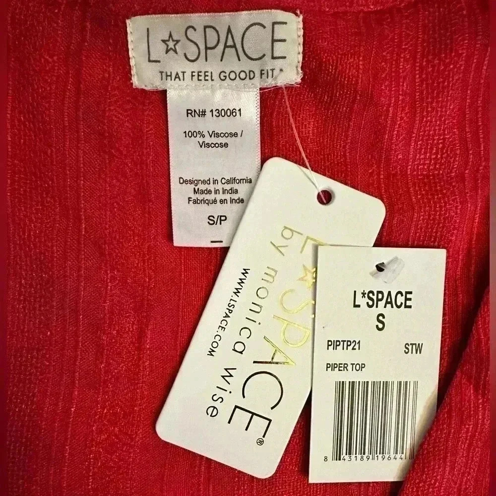 L*Space NWT Piper Red Crop Top Tie Front Small - Picture 5 of 6
